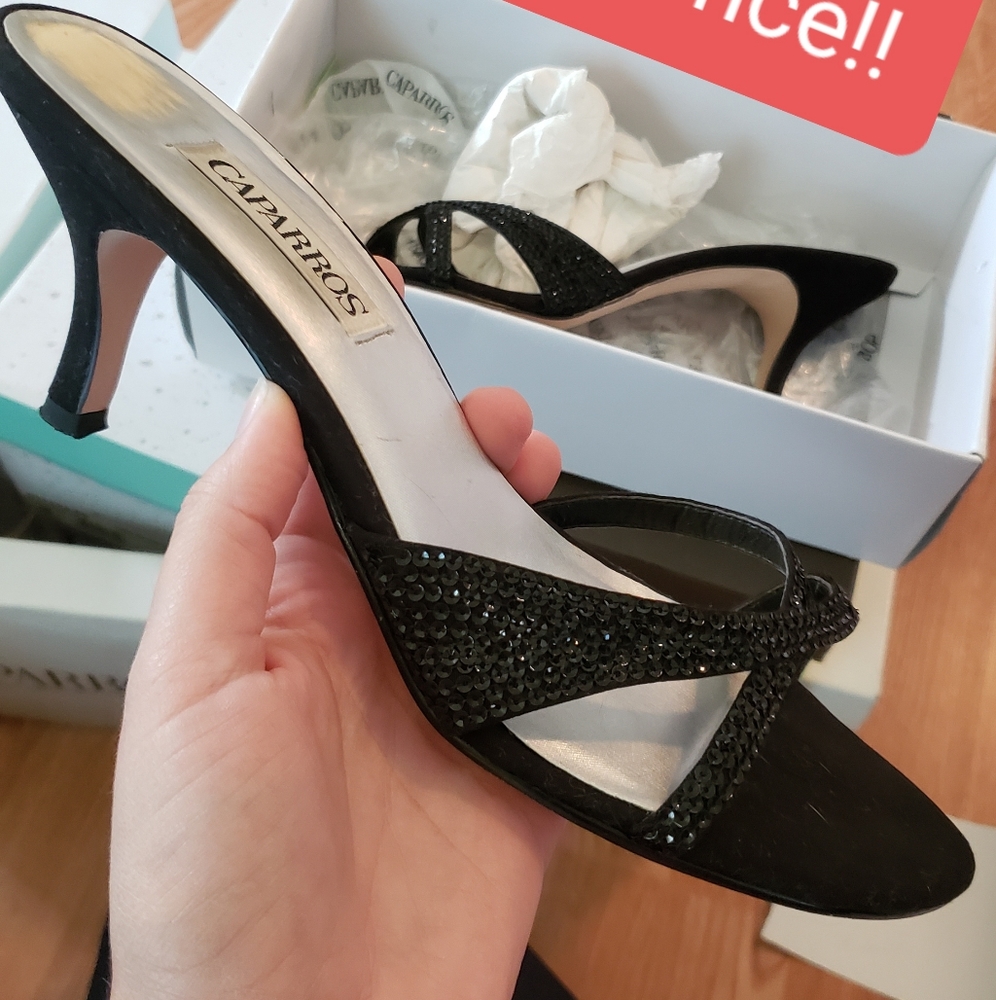 Caparros black sequin heels size 10!